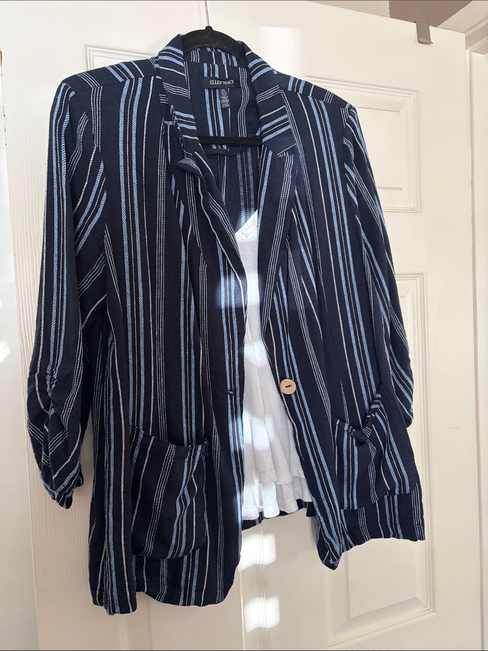 Striped Navy and Light Blue Blazer